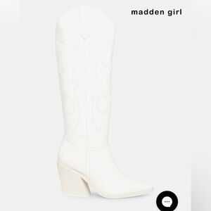 Madden Girl White Heeled Cowboy Boots